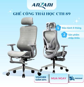 {CTH 89} Ghế tựa lưng công thái học full lưới có ngả lưng, gác chân CTH 89 nhà Anzani tiện lợi giá tốt chính hãng Anzani